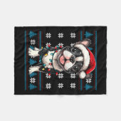 Boston Terrier Santa Xmas Tree Lights Bostie Ugly Fleecedecke (Vorderseite (Horizontal))