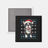 Boston Terrier Santa Xmas Tree Lights Bostie Ugly Magnet (Vorderseite/Rückseite)