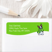 Boston Terrier Scarf Weihnachten Mod Green Strip (Insitu)