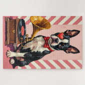 Boston Terrier schicker Valentinstag-Monokel Puzzle (Horizontal)