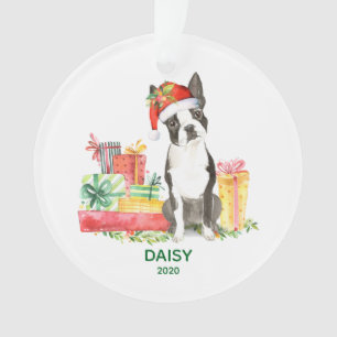 Boston Terrier-Schmuck mit Hundename Ornament