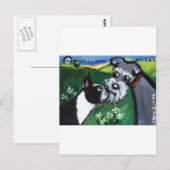 Boston Terrier & Schnauzer Sniff Postkarte (Vorne/Hinten)