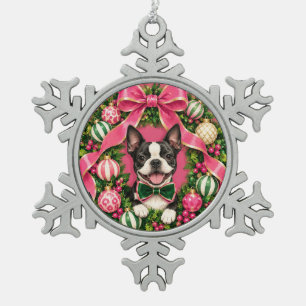Boston Terrier-Schneeflocke-Zinn-Ornament Schneeflocken Zinn-Ornament