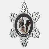 Boston Terrier Schneeflocken Zinn-Ornament (Rechts)