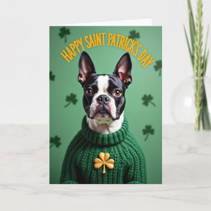 Boston Terrier Shamrock Karte