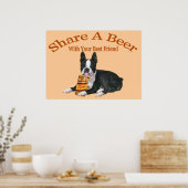 Boston Terrier Shares A Beer Poster (Küche)