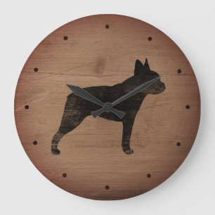 Boston-Terrier-Silhouette Große Wanduhr