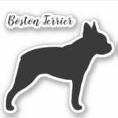 Boston Terrier Silhouette Hunde Rasse Vinyl Sticke Aufkleber (Vorderseite)