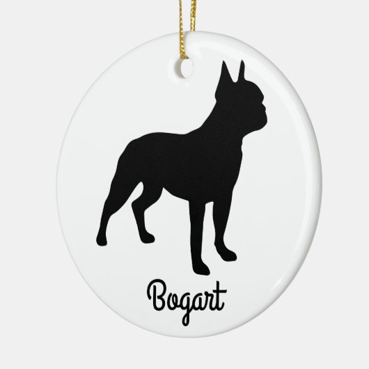 Boston Terrier Silhouette Keramik Ornament (Links)
