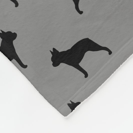 Boston-Terrier-Silhouette-Muster-Grau Fleecedecke (Ecke)
