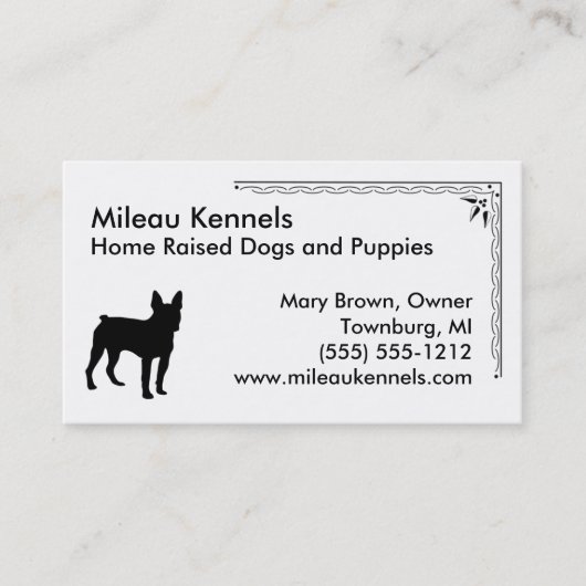 Boston Terrier Silhouette Visitenkarte (Vorderseite)