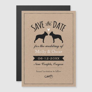 Boston Terrier Silhouetten Hochzeit retten Datum Magneteinladung