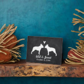 Boston Terrier Silhouetten mit Herz und Text Fotoplatte (Seite)