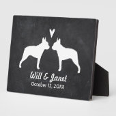 Boston Terrier Silhouetten mit Herz und Text Fotoplatte (Seite)