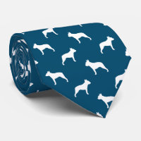 Boston Terrier Silhouetten Muster Blau und Weiß