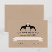 Boston Terrier Silhouetten Wedding RSVP (Vorne/Hinten)