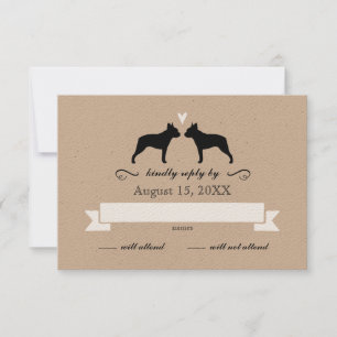 Boston Terrier Silhouetten Wedding RSVP Karte