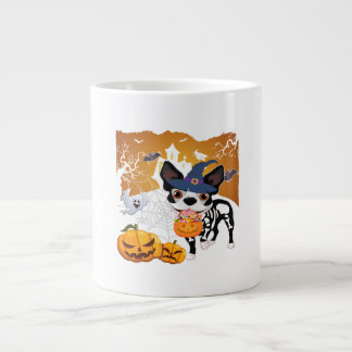 Boston Terrier Skeleton Dog Pumpkin Halloween Cost Jumbo-Tasse