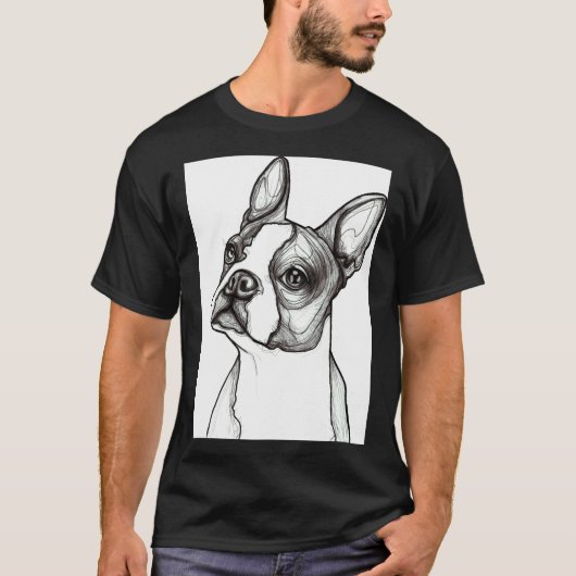 Boston Terrier Sketch Scoop T-Shirt (Vorderseite)