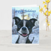 Boston Terrier Snow Holiday Greeting Card Karte (Gelbe Blume)