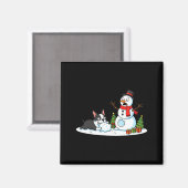 Boston Terrier Snowman Christmas Tree Xmas Womens  Magnet (Vorderseite/Rückseite)