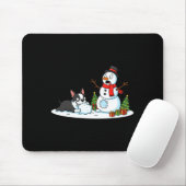 Boston Terrier Snowman Christmas Tree Xmas Womens Mousepad (Mit Mouse)