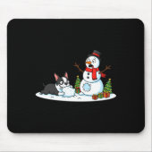 Boston Terrier Snowman Christmas Tree Xmas Womens  Mousepad (Vorne)