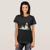Boston Terrier Snowman Christmas Tree Xmas Womens  T-Shirt (Vorne ganz)