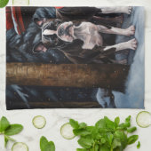 Boston Terrier Snowy Sleigh Weihnachtsdekor Geschirrtuch (Gefaltet)