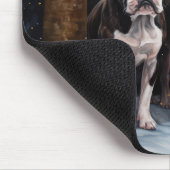 Boston Terrier Snowy Sleigh Weihnachtsdekor Mousepad (Ecke)