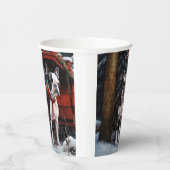 Boston Terrier Snowy Sleigh Weihnachtsdekor Pappbecher (Rechts)