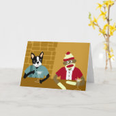 Boston Terrier & Sock Monkey Karte (Gelbe Blume)