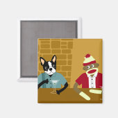 Boston Terrier & Sock Monkey Magnet (Vorderseite/Rückseite)