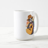 Boston Terrier spielt akustische Gitarrencoffee Ta Kaffeetasse (VorderseiteRechts)