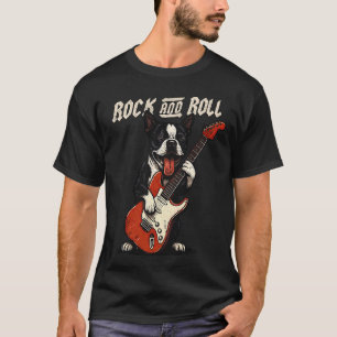Boston Terrier spielt Gitarre Rock and Roll Hund L T-Shirt