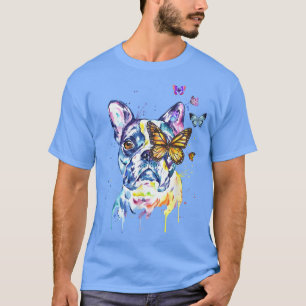 Boston Terrier Splash Art Butterfliegen Funny Dog T-Shirt
