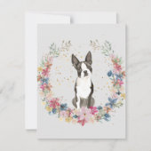 Boston Terrier Spring Flowers Monogram Mitteilungskarte (Vorderseite)