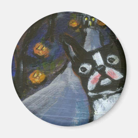 Boston Terrier spukhafte Halloween Magnet (Vorne)
