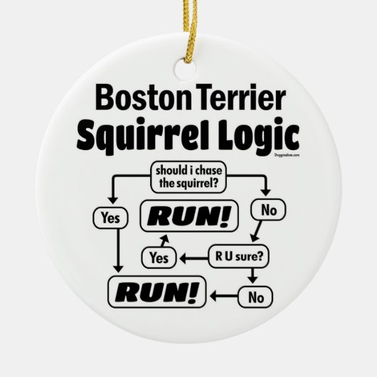 Boston Terrier Squirrel Logic Keramik Ornament (Vorne)