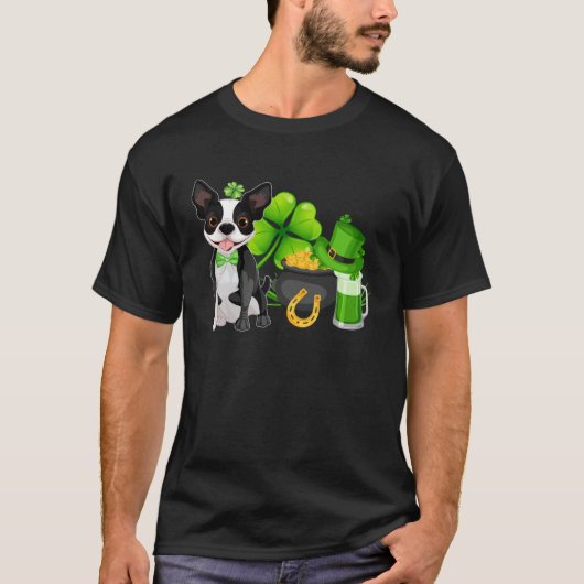 Boston Terrier St Patrick s Day Irish C  Dog T-Shirt (Vorderseite)