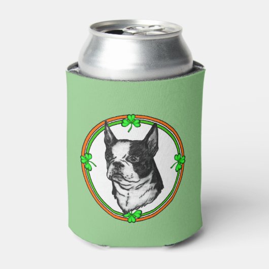 Boston Terrier St. Patricks Day Dosenkühler (Kanne Vorderseite)