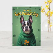 Boston Terrier St. Patricks Day Karte (Gelbe Blume)