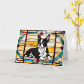 Boston Terrier Stains Glass Karte (Gelbe Blume)