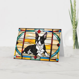 Boston Terrier Stains Glass Karte