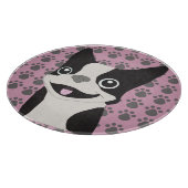 Boston Terrier, Staubiges Rosa Schneidebrett (Ecke)