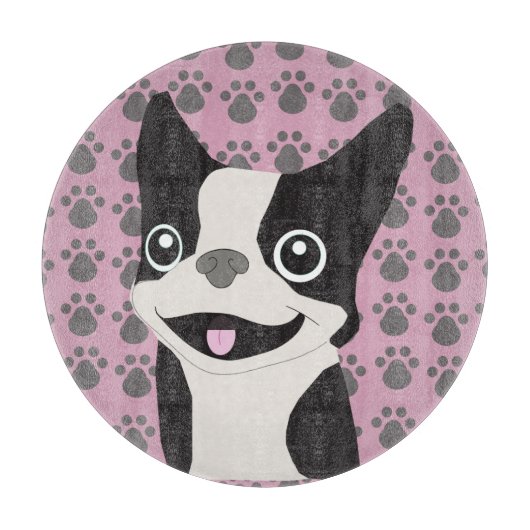 Boston Terrier, Staubiges Rosa Schneidebrett (Vorderseite)