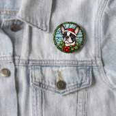 Boston Terrier Stected Glass Christmas Button (Beispiel)