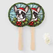 Boston Terrier Stected Glass Christmas Fächer (Vorne und Hinten)