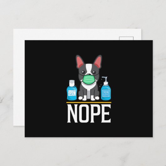 Boston Terrier steht heute nicht vor Maske Hand Sa Postkarte (Vorne/Hinten)