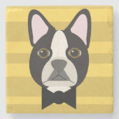 Boston Terrier Steinuntersetzer (Vorderseite)